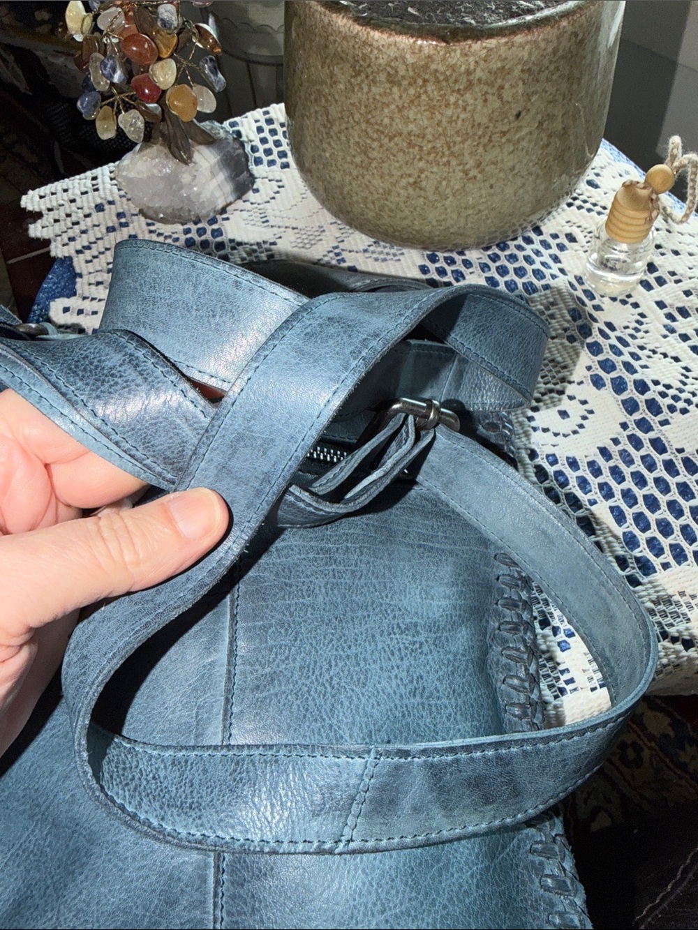 Latico Brynn Denim  Blue Leather Crossbody Bag - Picture 7 of 13
